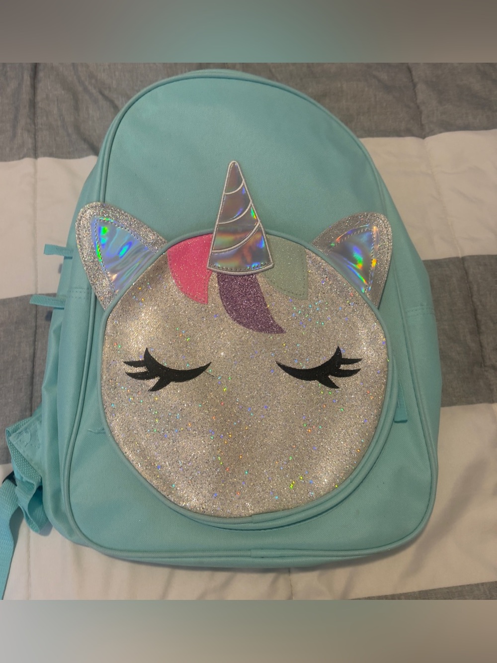 Unbranded Kids Mint Unicorn Backpack with Glitter Face